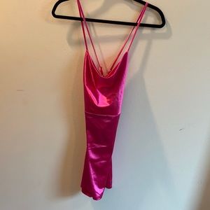 pink silk mini dress